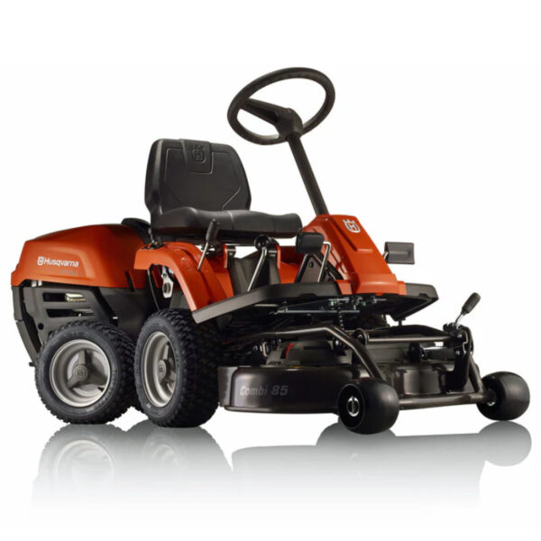 Cortadora frontal HUSQVARNA R 112C5 con plataforma de corte Combi 85