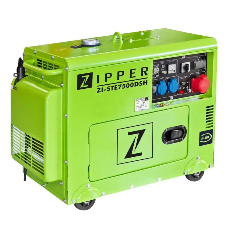 Generador de cremallera ZI-STE7500DSH, diésel, 6500 W, conexión 2x ​​230V, 1x 400V
